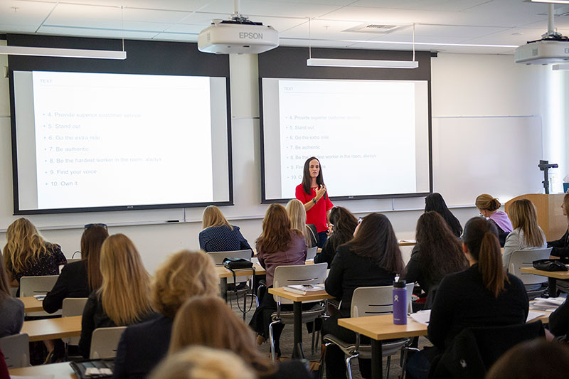 Instructor and students in a classroom