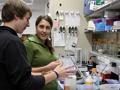 Two students in a lab