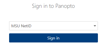 Panopto sign in window