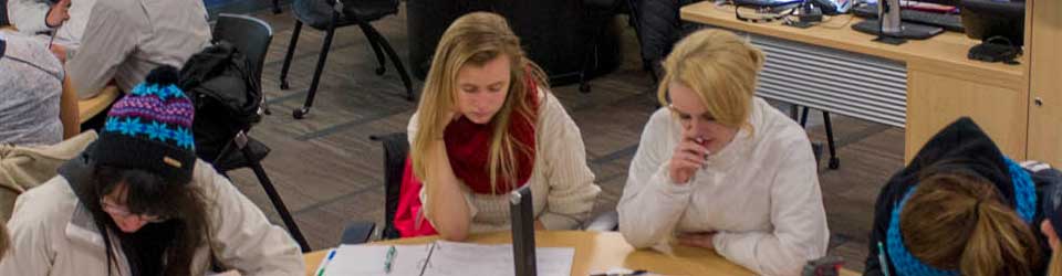 Students working at a table