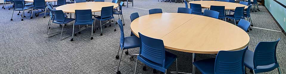 Tables in the Romney 211 classroom